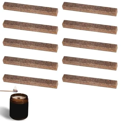 Produktbild: MAEXUS Dauerdocht, 10er Dauerdocht für Wachsfresser, Dauerdocht für Kerzenreste, Kerzendocht Dicke Outdoor, Kerzenrestefresser für Schmelzfeuer im Freien, Kerzenreste im Innenbereich