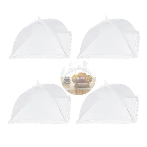 Produktbild: MAEXUS® Fliegenhaube, 4er Fliegenhaube Lebensmittel, 32cm Faltbare Fliegenhaube für Lebensmittel, Abdeckhauben für Lebensmittel, Picknick, Grillen & Partys