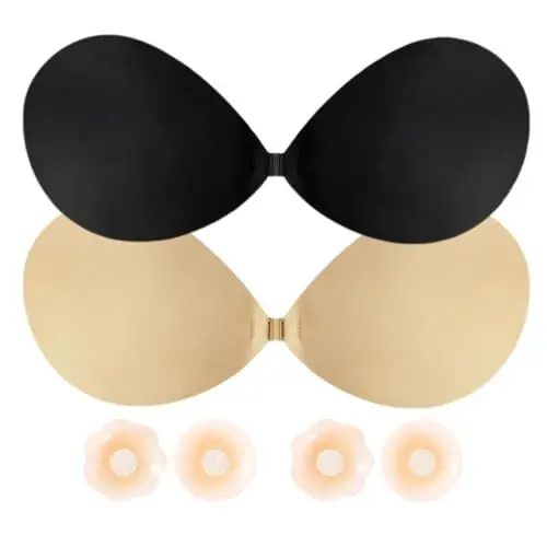 Produktbild: MAEXUS® Klebe Push Up Pads, 2 Stück Rückenfrei Trägerloser BH mit Nippelpads, Push Up Klebe BH Pads, Wiederverwendbarer Sticky Bra Selbstklebender BH für Abendkleider Tiefe Ausschnitte C, 12cm