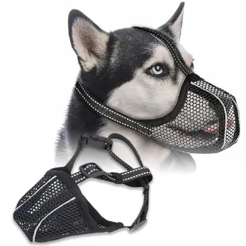 Produktbild: MAEXUS Maulkorb für große Hunde Verstellbarer Maulkorb für Hunde Einfach zu tragen Bequem und atmungsaktiv Gittergewebe Vermeiden Sie Essen und Beißen Geeignet für große und mittelgroße Hunde (XXL)