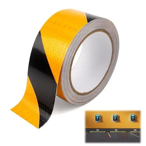 Produktbild: MAEXUS Reflektierendes Klebeband,Schwarz&Gelb,Warnklebeband,Nacht Reflektorband,Wasserfestes Warnband,Reflektorband mit starker Klebkraft,Selbstklebend Warnband,Für Nachtfahrten,Außeneinsatz,5cm x 10m