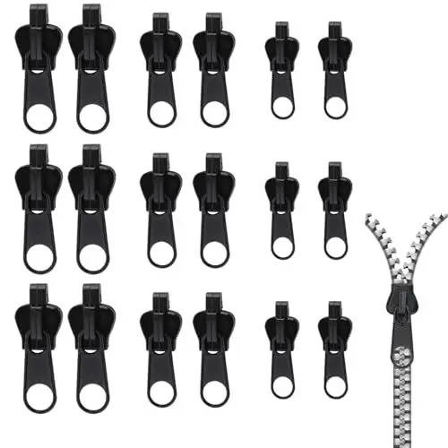 Produktbild: MAEXUS Reißverschluss Zipper, 18er Reißverschluss Ersatz Zipper Kunststoff Reißverschluss Reparatur Set, Abnehmbar Reissverschluss Zipper Ersatz, Zipper für Reißverschluss Rucksäcke Jacken Koffer