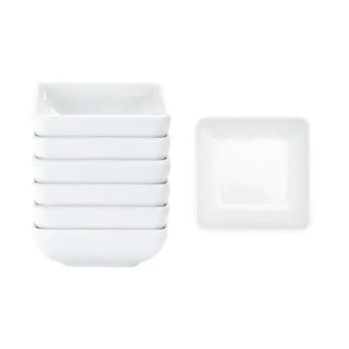 Produktbild: MAEXUS® Sojasauce Schälchen Weiß, 6 Stück Quadrat Tapas Schalen Set für BBQ, Sushi SchäLchen, Mini Dipschalen, Saucenschälchen für Ketchup (7.3 * 2.7cm)