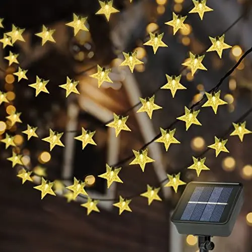 Produktbild: MAEXUS Solar Lichterkette Außen, 5M 50LED Stern Lichterketten Aussen Solar, 8 Modi IP65 Wasserdicht, Solar Weihnachtsbeleuchtung, Dekoration Garten, Weihnachtsbaum, Party, Hochzeit, Camping