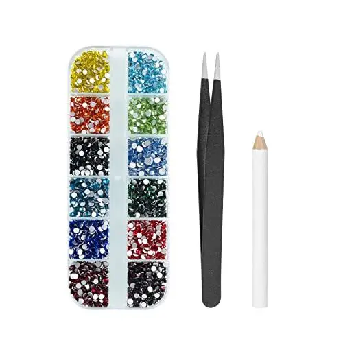 Produktbild: MAEXUS Strasssteine für Nägel, Strasssteine Nägel mit Pinzette und Bohrer Stift für Nail Art Handwerk, Gesicht Make-up, Heimwerker und professionellen Gebrauch, Farbe