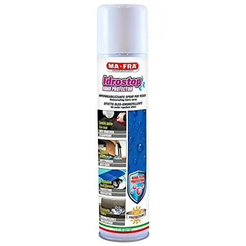 Produktbild: Mafra, Idrostop, Imprägnierspray für Stoffe, öl- und wasserabweisende Wirkung, verhindert ein Eindringen von Flüssigkeiten in Sitze und Cabrioverdecke, Menge 300 ml