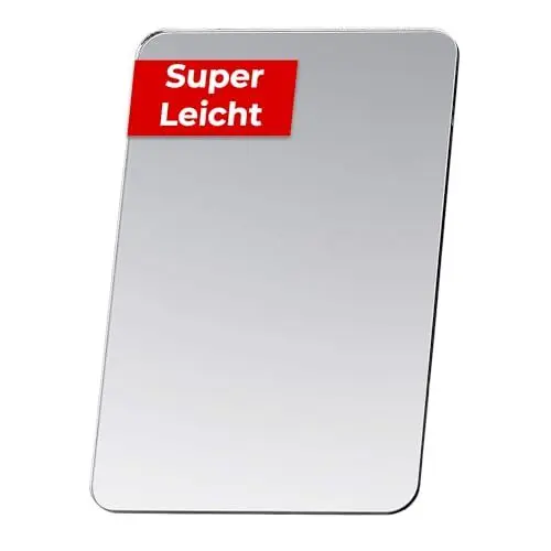 Produktbild: MAGATI Handspiegel - doppelseitiges, ultraflaches, kompakter Spiegel aus Kunststoff für Geldbörse und Tasche, Kleiner Kosmetikspiegel, Schminkspiegel 8x5.5cm, 1 Stück