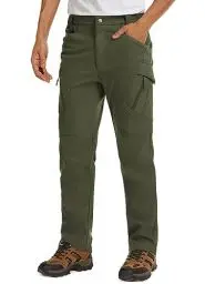Produktbild: MAGCOMSEN Cargo Hose Herren Gefüttert Winter Hose Warm Fleece Hose Softshell Jagdhose für Männer Wanderhose Trekking Outdoor Hosen Militär Arbeitshose Armeegrün 38