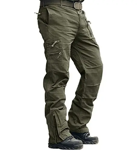 Produktbild: MAGCOMSEN Cargohose Herren Stretch Arbeitshosen Männer Baumwolle Tactical Hose Chino Funktionshose mit Seitentaschen Wanderhose Leichte Jagdhose Army Grün 36