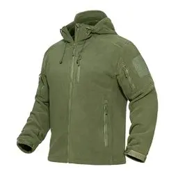 Produktbild: MAGCOMSEN Herren Outdoorjacke Winter Fleecejacke Militär Übergangsjacke mit Kapuze Herren Warm Funktionsjacke für Angeln Jagd Winddicht Taktische Jacken Armeegrün M