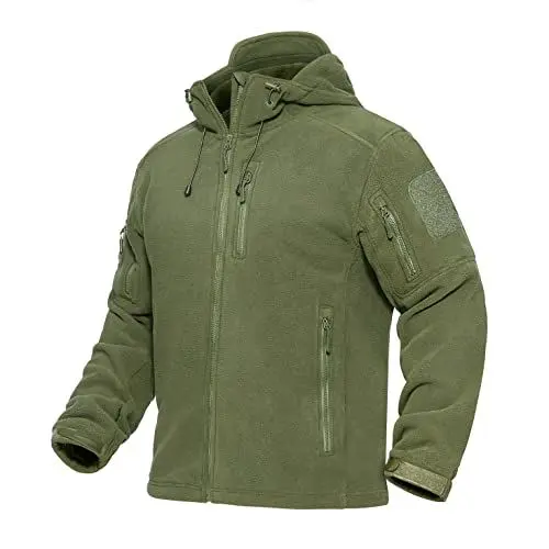 Produktbild: MAGCOMSEN Herren Outdoorjacke Winter Fleecejacke Militär Übergangsjacke mit Kapuze Herren Warm Funktionsjacke für Angeln Jagd Winddicht Taktische Jacken Armeegrün M
