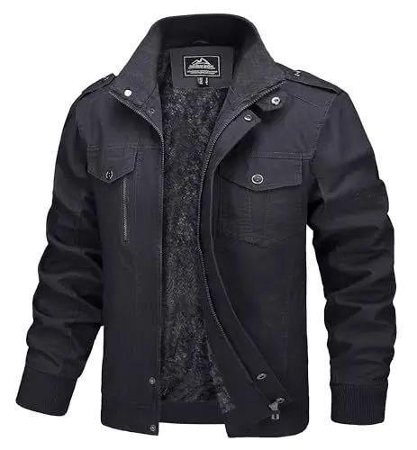 Produktbild: MAGCOMSEN Herren Übergangsjacke Winter Fliegerjacke Cargo Feldjacke Outdoor Windjacke Herren Army Feldjacke Baumwolle Parka Jacke Bikerjacke für Männer Grau S