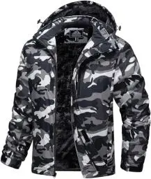 Produktbild: MAGCOMSEN Herren Wame Winterjacke Winddicht Fleece Softshelljacke Atmungsaktiv Wasserdicht Skijacke Snowboardjacke Multi Taschen Arbeitsjacke Schwarz Camo XL