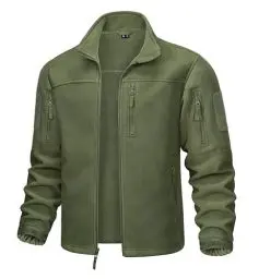 Produktbild: MAGCOMSEN Herren Winter Outdoorjacke Military Übergangsjacke mit Multi Taschen Herren Full Zip Fleece Wanderjacke Klettern Trekking Jacke Armeegrün L