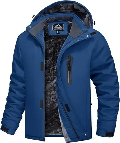 Produktbild: MAGCOMSEN Herren Winter Skijacke Atmungsaktiv Gefüttert Jacke Wasserdicht Softshelljacke Herren Warme Outdoorjacke mit Vielen Taschen Wandern Trekking Übergangsjacke Dunkelblau M