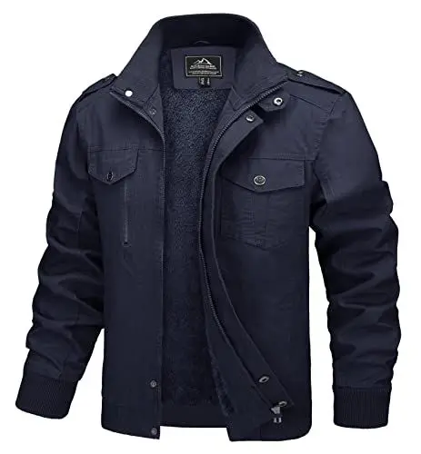 Produktbild: MAGCOMSEN Herren Winterparka Armee Jacke Winddicht Warmejacke Bomberjacke US Army Feldjacke Herren Gefüttert Mantel Übergangsjacke Cargo Jacke Dunkelblau 2XL
