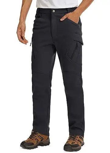 Produktbild: MAGCOMSEN Outdoorhose Herren Tactical Military Hose Softshellhose Herren Winter Cargo Hosen Winddicht Wanderhose für Männer Warm Gefüttert Hose Trekkinghose Schwarz 32