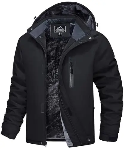 Produktbild: MAGCOMSEN Winterjacken Herren Warm Softshelljacke Winddicht Wasserdicht Skijacke Herren Fleece Gefüttert Winterparka mit Multi Taschen Atmungsaktiv Snowboardjacke Schwarz M