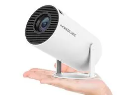 Produktbild: Magcubic Tragbarer Projektor 4K Beamer WiFi6 und BT 5.0 mit Eingebaute Android OS 11.0 Projektor YouTube vorinstallieren, All Round-Design, 130 Zoll, 360-Grad-Flip Smart Beamer-Schwarz