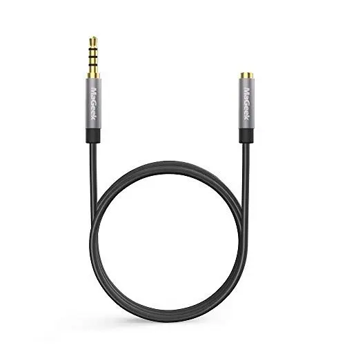 Produktbild: MaGeek Audio Verlängerungskabel Kopfhörer 3,5mm Klinke Mikrofon 4 Polig TRRS Aux Verlängerung Kabel (2,0 Meter) für Beats Kopfhörer, iPhone, iPod, iPad, Autoradio, Stereoanlage (Schwarz)