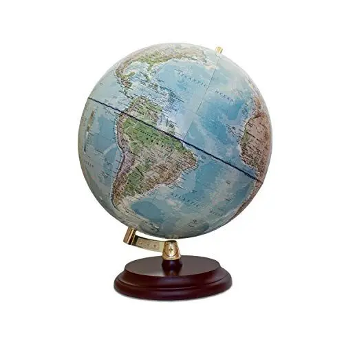 Produktbild: Magellan Vasa Globus mit politischem Kartenbild oder handkaschiert, freistehend ohne Meridian Durchmesser 32 cm, Globus mit rotbraunem Holzfuß Maßstab 1:40.000.000 handkaschiert 32 cm