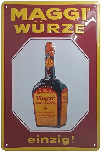 Produktbild: MAGGI Würze Blechschild ROT Werbung Küche Retro Nostalgie 20 x 30 cm, hochwertig geprägt 30 x 20 cm - Wandschild, Türschild, Dekoration