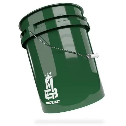 Produktbild: MAGIC BUCKET | Wascheimer für Auto Handwäsche Dunkelgrün | 5 US GALLONEN ca. 20 Liter | kompatibel mit Grit Guard, Detail Guardz Dirt Lock, Chemical Guys Dirt Trap, Gamma Lid