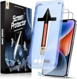 Produktbild: MAGIC JOHN 2 Stück für iPhone 14/iPhone 13/iPhone 13 Pro Panzerglas (6,1 Zoll), Auto-Dust-Eliminierung, 9H Härte Folie, Ultra-Klar Displayschutzfolie, Bläschenfrei, Einfache Installation