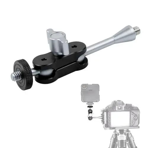 Produktbild: Magic Arm, Kamerahalterung Klemme, Kamera Super Clamp Con 360° Drehbarer Kugelkopf, Kameraklemme mit 1/4 Zoll Universal Gewinde, Handy Fotografie Füllen Licht Monitor Ball Halterung, Grau 1 Stück