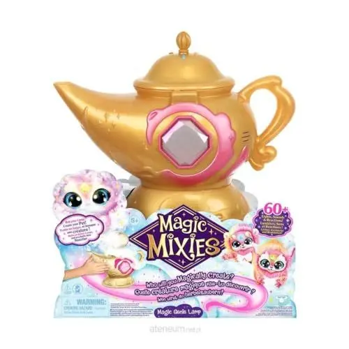 Produktbild: Magic Mixies Magische Wunderlampe mit 20 cm großem interaktivem pinkem Mixie-Plüschtier und echtem Nebel. Mit über 60 Geräuschen und Reaktionen