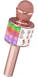 Produktbild: Magic Sing LED Karaoke Mikrofon Kinder, Drahtloses Bluetooth Spielzeug ab 3-12 Jahre Geschenk Mädchen KTV Lautsprecher mit Stimmenverzerrer, Heim KTV Karaoke Maschine für Android, iOS, PC(Roségold)