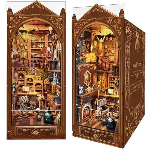 Produktbild: Magic Store Book Nook Kit Buchecken-Bausatz DIY Miniatur-Puppenhaus-Bücherregaleinsatz mit LED-Licht, Kreatives Bastelmodell für Erwachsene und Jugendliche