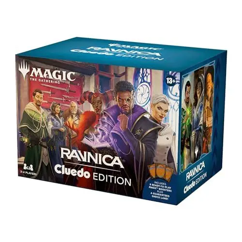 Produktbild: Magic: The Gathering – Ravnica: Cluedo Edition – Krimi-Kartenspiel für 3-4 Spieler (enthält 8 spielfertige Booster, 21 Beweiskarten, 1 Foil-Schockland und Detektivspiel-Zubehör) (English Version)