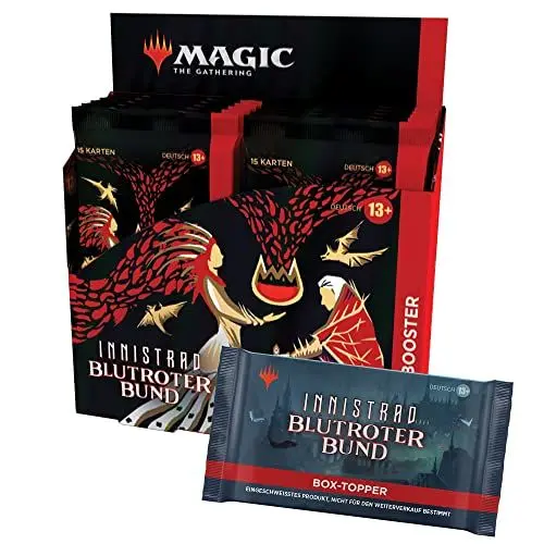 Produktbild: Magic the Gathering Innistrad: Blutroter Bund Sammler-Booster-Display, 12 Booster & Box-Topper (Deutsche Version)