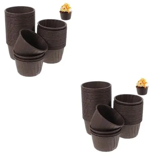 Produktbild: MAGICLULU 100stücke Muffinförmchen Ölbeständigem Doppelwandige Braune Backbecher Für Für Zuhause Party Und Veranstaltungen Leicht Ablösbar Und Robust