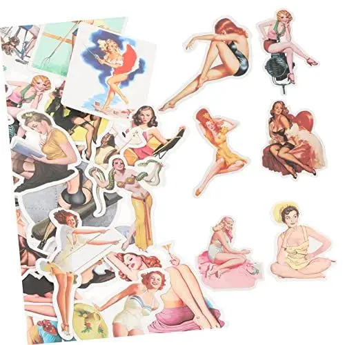 Produktbild: MAGICLULU Retro Lady Aufkleber Vintage Frauen Aufkleber Abnehmbare Wandtattoos Für Frauen Wandtattoo Home Decor Aufkleber
