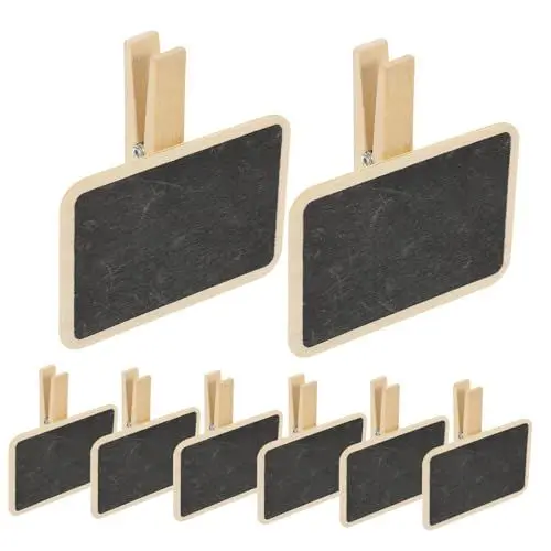 Produktbild: MAGICLULU 10St Clip-Message-Board Kreidetafel-Schilder DIY-Pflanzenanhänger Tischkarten jäten Mini Nachrichtentafel Tafelstift Fotoordner Büro Rechnung Ordner Holz
