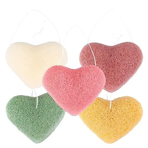 Produktbild: MAGICLULU 10 Stk Herzförmiges Gesichtswasser Herz-gesichtswäscher Gesichtsschrubber Natürliche Schwämme Gesichtsschwämme Zur Reinigung Tot Konjak-gesichtsschwämme Sauber Puffs Schwamm