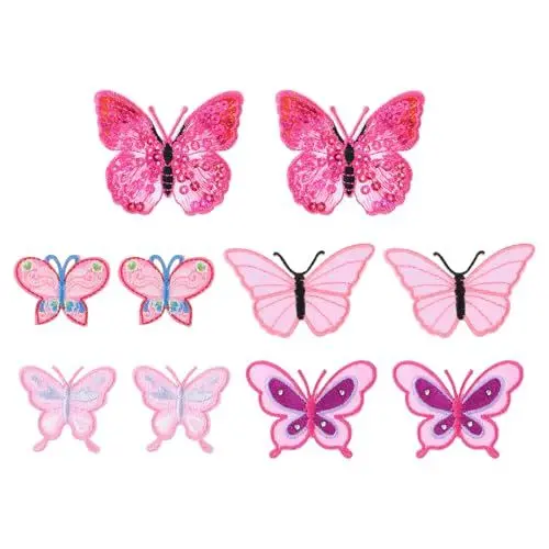 Produktbild: MAGICLULU 10 Stück Kleidung Schmetterling Aufnäher Schmetterling Aufnäher Applikation Stickerei Aufkleber Applique Applique Applique Schmetterling Applikation Bestickt Schmetterling