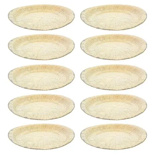 Produktbild: MAGICLULU 10er-pack Pappteller Mit Holzmaserung Für Party-häppchen Weihnachtsgeschirr Zarte Runde Teller Vielseitiges Essgeschirr Dekoratives Partyzubehör