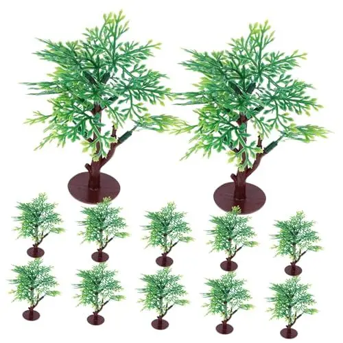 Produktbild: MAGICLULU 12St Buschmodell mit grünen Sträuchern Miniaturpalmen Artificial Tree plastikbaum Pflanzenmodell-Schmuck gefälschter Baum Sandkasten Spielzeug-Kunststoffteile
