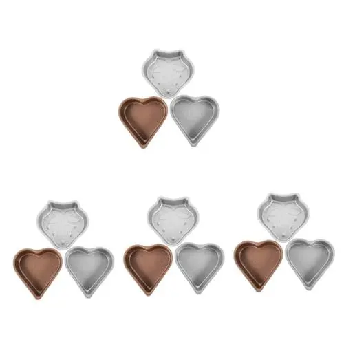 Produktbild: MAGICLULU 12 Stk Mini-Kuchenform Backform afternoon tea grillwok hutch Puddingbecher Schimmel Käsekuchenpfannen Kuchenformen niedlich Puddingform Metall Geleebecher Kind dreiteiliger Anzug