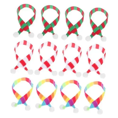 Produktbild: MAGICLULU Miniatur Weihnachtsdeko Mini Weihnachtsumhänge Für Puppen Dekorative Mini Schals Für Stoffpuppen Weihnachtskostü Accessoires Bunt