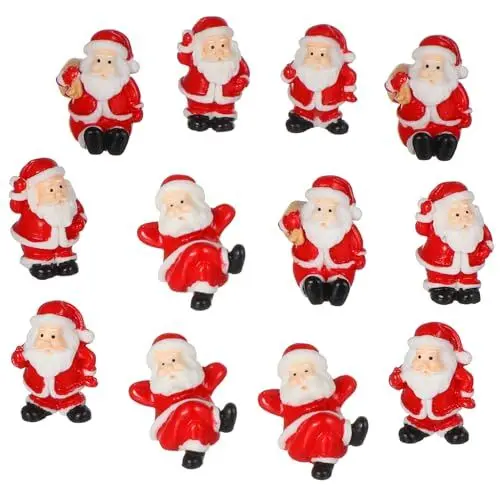 Produktbild: MAGICLULU 12 Stück Weihnachts-Miniaturfiguren Mini-Weihnachts-Weihnachtsmann-Ornamente Mini-Weihnachtsmann-Figuren Mini-Harzfiguren-Set Miniatur-Weihnachtsmann-Statuen