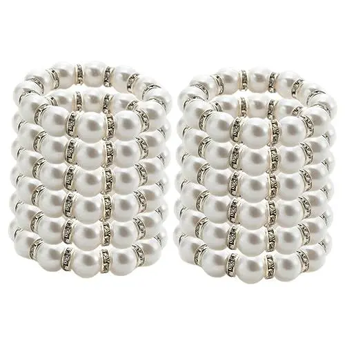 Produktbild: MAGICLULU 12st Serviettenring Aus Metall Serviettenringe Mit Perlen Dekorative Perlmutt-serviettenringe Urlaubsserviettenhalter Serviettenringhalter Einstellen Hochzeit