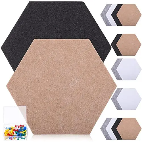 Produktbild: MAGICLULU 16 Stück Sechseckige Filz-Memoboards Pinnwand Sechseck Filzplatte Fliesen mit 50 Mehrfarbigen Pins Sechseckige Korkplatte Selbstklebende Korkwand für das Büro Home Foto Memo