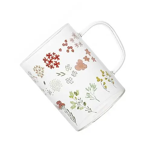 Produktbild: MAGICLULU Muster Glasbecher Fruchtsaft Trinkbecher Hitzebeständig Chrysanthemenblüte Geeignet für alle Arten Von Geschäften