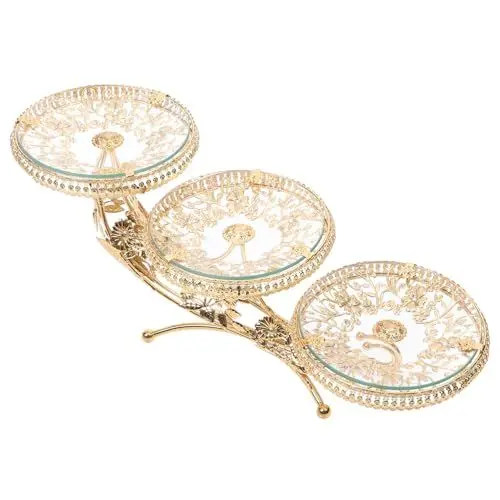 Produktbild: MAGICLULU 1Stk Obstschale aus Glas Kuchen Palette Obsttablett Ausstellungsregale Bananenhalter Cupcake-Halter Desserthalter runden Teller Gebäckplatte Pylon Pappbecher