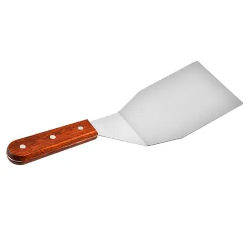 Produktbild: MAGICLULU 1Stk flacher Grillspatel Pizzaschaufel Pfannenwender Teppanyaki-Spatel Flachschaber Schaber aus Edelstahl Spachtel für Pizzaheber Multifunktion Steak Hölzern