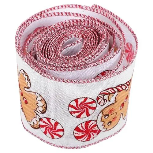 Produktbild: MAGICLULU 1 Rolle Lebkuchenmann-Weihnachtsband Geschenkband Im Weihnachtsstil Lebkuchenmann-Weihnachtsband Mit Draht Zum Verpacken Von Diy-Bastelarbeiten